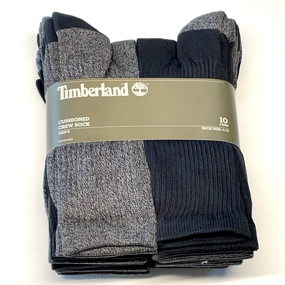 Timberland Men’s Cushioned Crew Socks Cotton Blend 10 Pairs Bundle Size 6-12 NWT - Picture 4 of 13